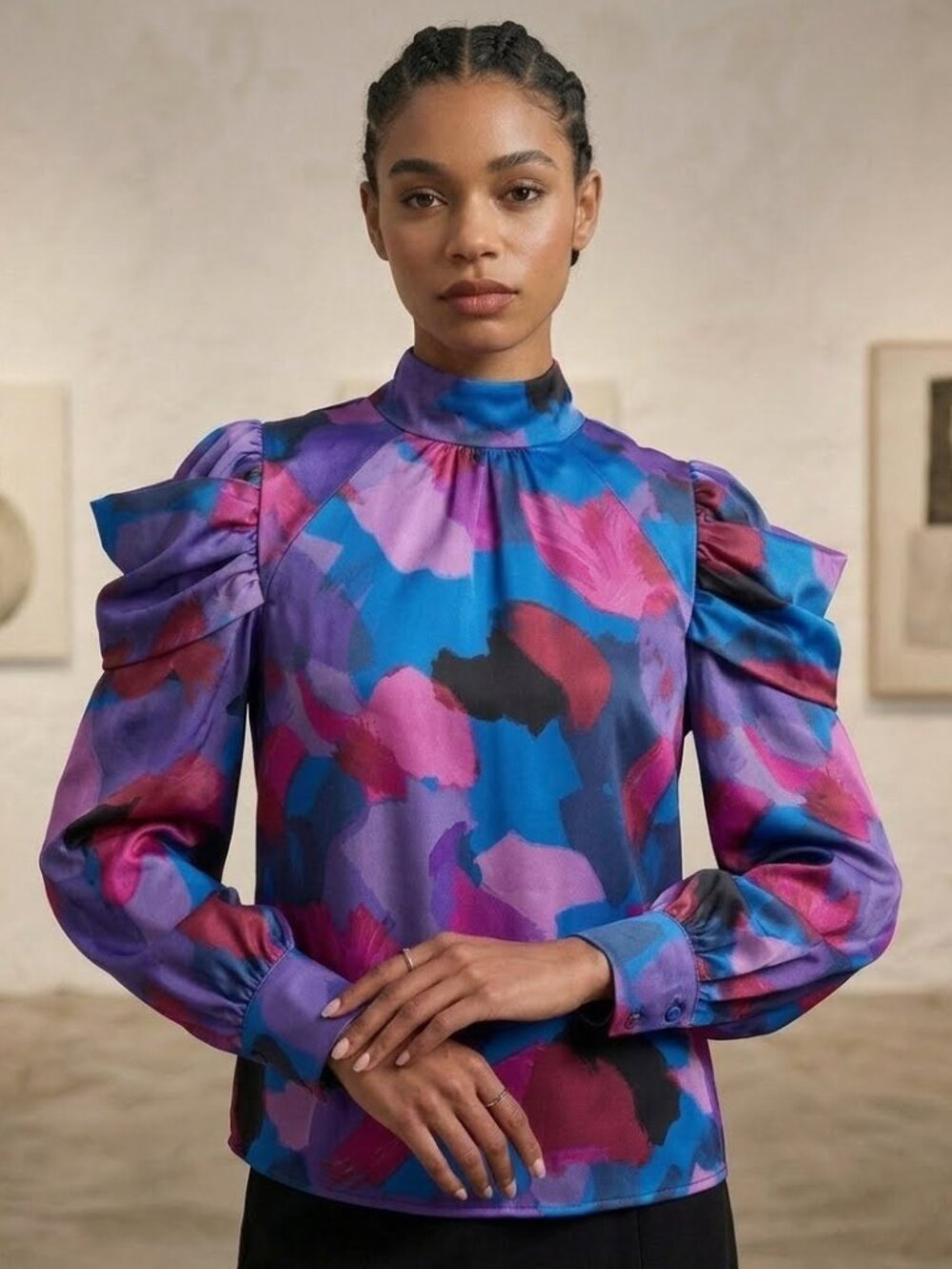 ENTRO Peek A Boo Sleeve Blouse